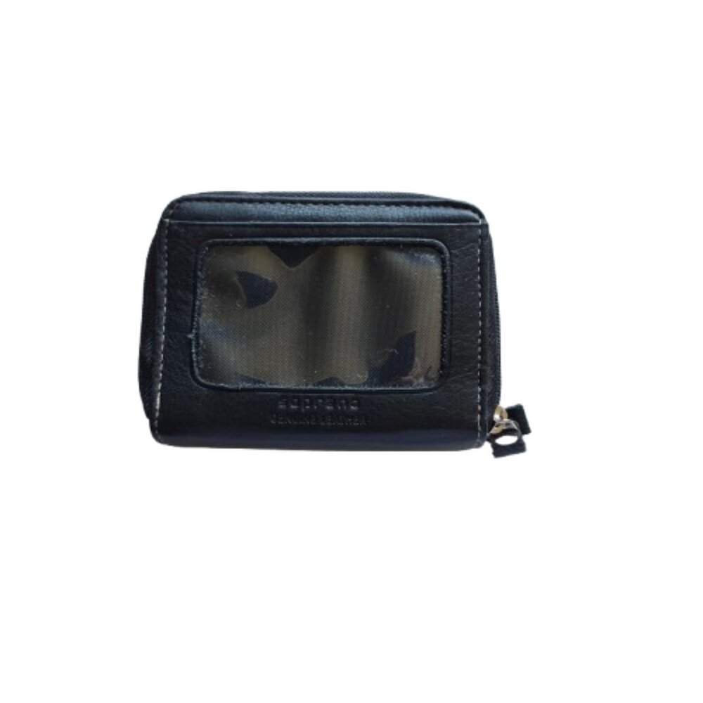 CLEARANCE Soprano Leather Black Double Zippered Card Wallet